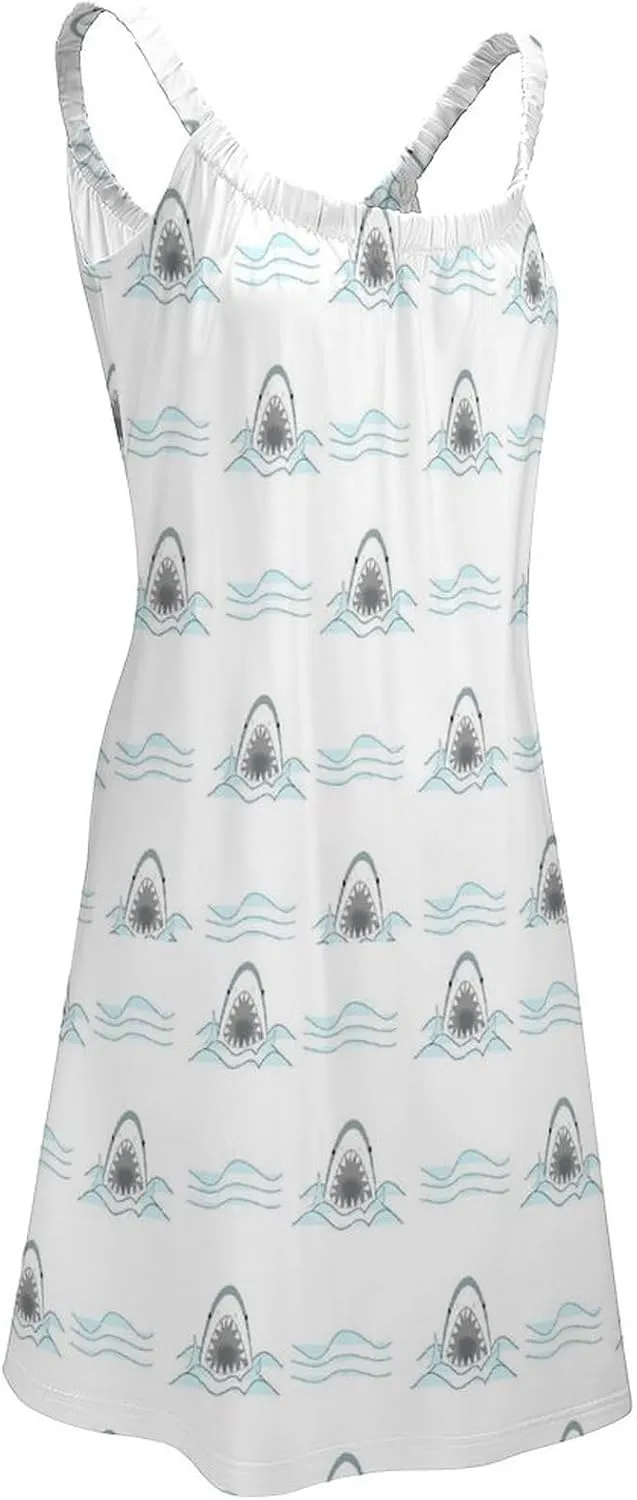 Summer Dresses for Women Shark Sleeveless Sundress Casual Loose Beach Cover Ups Dress