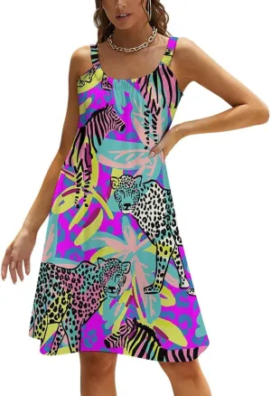 Summer Dresses for Women Shark Sleeveless Sundress Casual Loose Beach Cover Ups Dress
