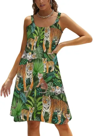Summer Dresses for Women Shark Sleeveless Sundress Casual Loose Beach Cover Ups Dress