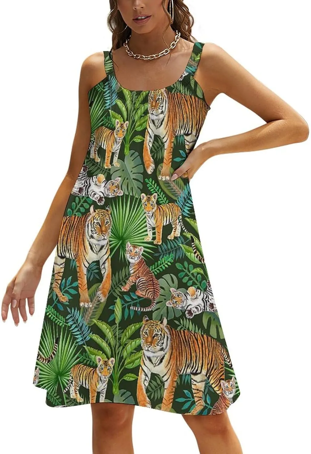 Summer Dresses for Women Shark Sleeveless Sundress Casual Loose Beach Cover Ups Dress