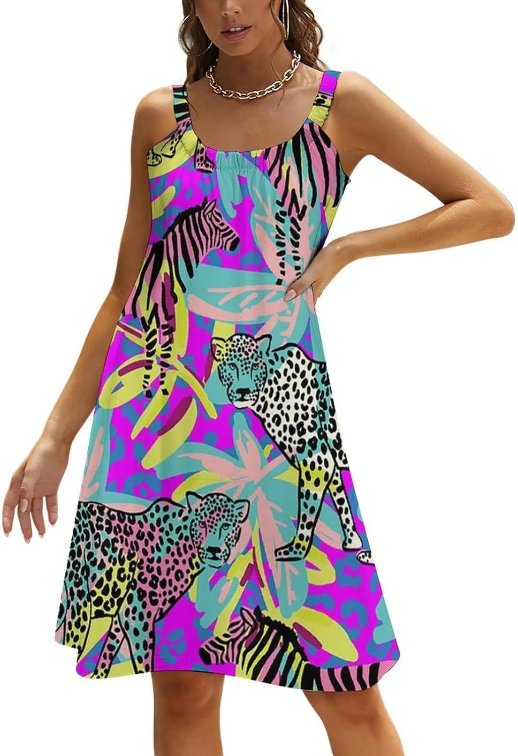Summer Dresses for Women Shark Sleeveless Sundress Casual Loose Beach Cover Ups Dress