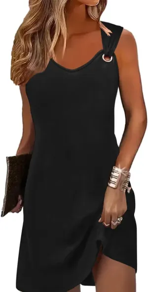 Summer Dresses for Women Sleeveless Casual Sundresses Loose Beach Cover Ups Trendy Tank Midi Sun Dress