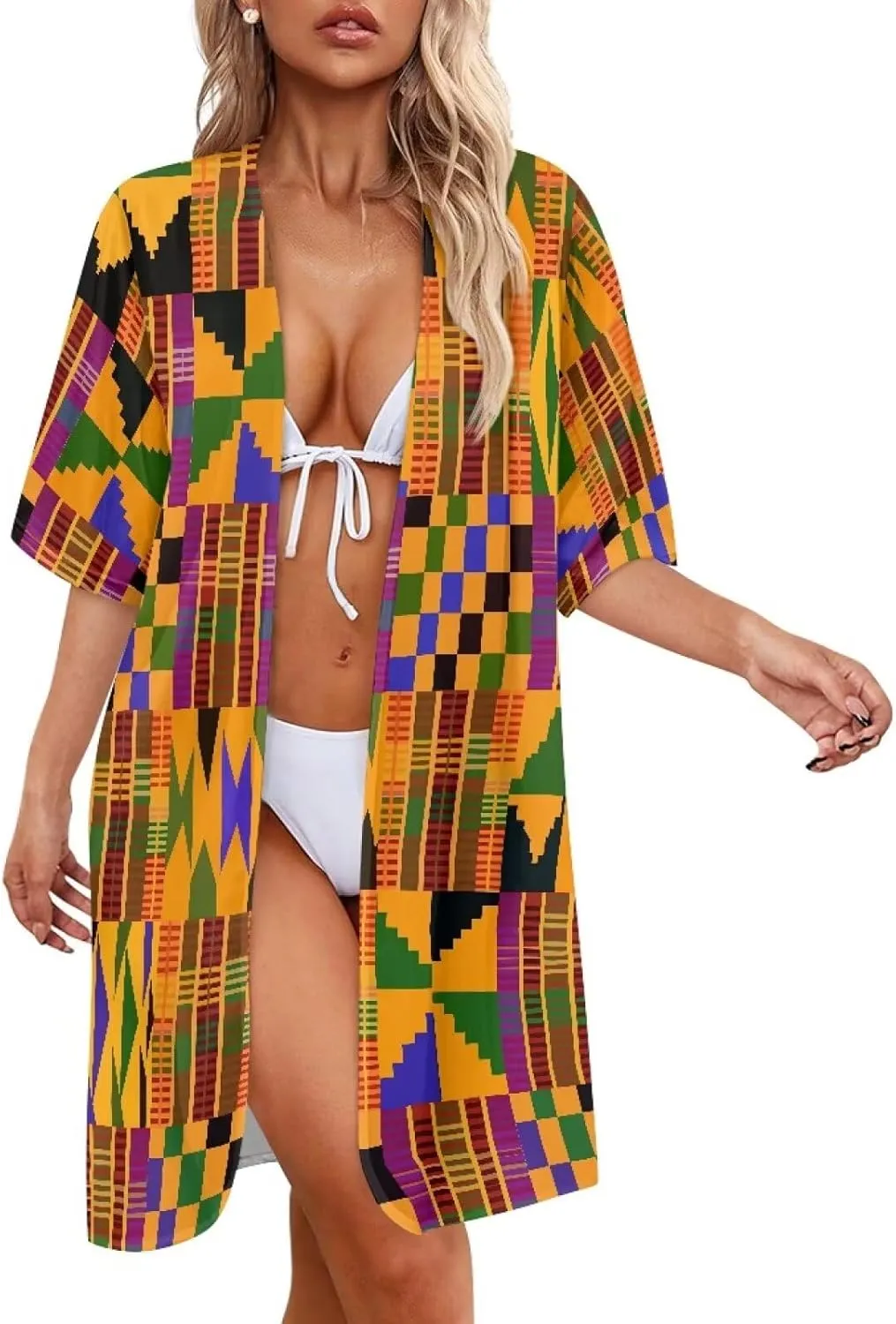 Summer Short Sleeve Cardigan for Women Trendy Beach Kimono Coverups Vintage