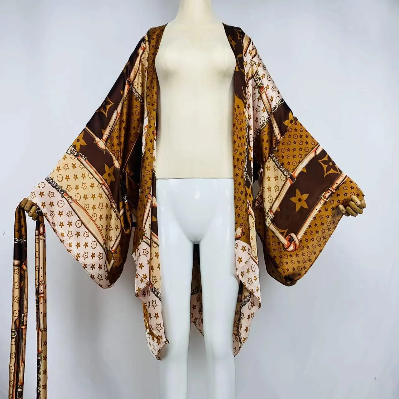 Summer Women Silk Feeling Beach Cover up Cardigan Fashion Sexy Boho African Holiday Party Long Sleeve Robe Kimono Kaftan