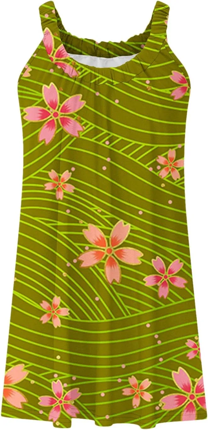 Sundresses for Women Beach Cover Ups Bohemian Floral Hawaiian Dress Sexy Summer Fashion Mini Tank Shirt Dresses