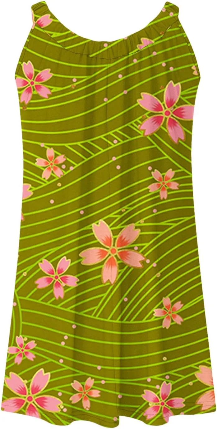 Sundresses for Women Beach Cover Ups Bohemian Floral Hawaiian Dress Sexy Summer Fashion Mini Tank Shirt Dresses