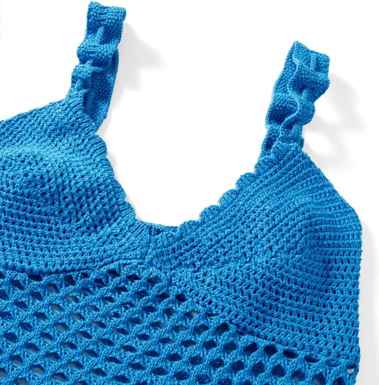 Sunloudy Women 2Pcs Crochet Knit Skirt Set Tube Crop Top   High Waist Bodycon Skirt Cover Up Beachwear