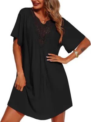 Supnier Womens Bathing Suit Cover Ups Lace Crochet V Neck Summer Beach Swimsuit Coverup Dress