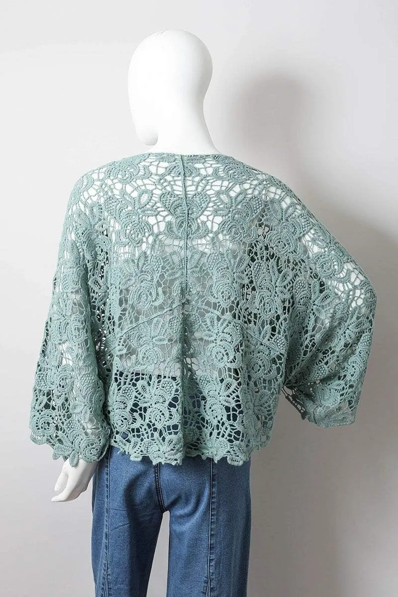 TD Collections Women Kimono from, Crochet Floral Lace Cardigan Floral Long Open Bikini Cover up Petal Kimono Wrap