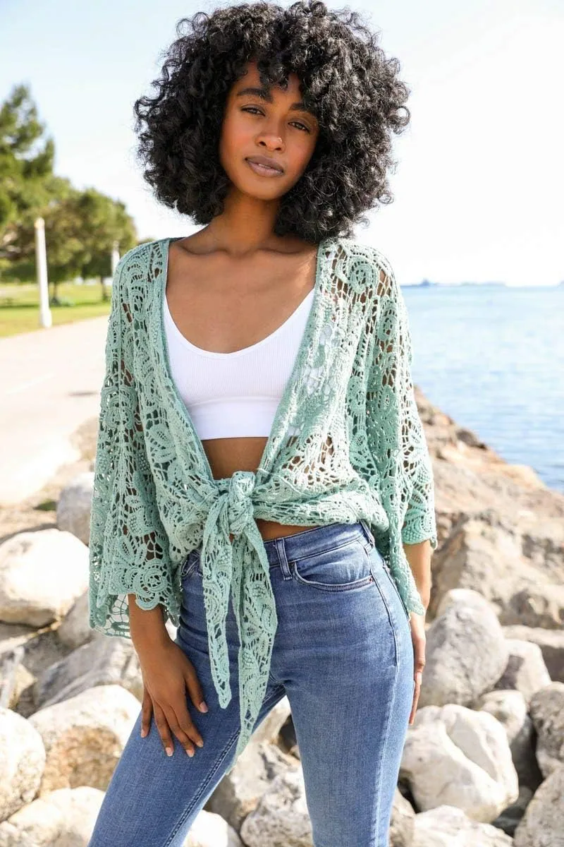 TD Collections Women Kimono from, Crochet Floral Lace Cardigan Floral Long Open Bikini Cover up Petal Kimono Wrap