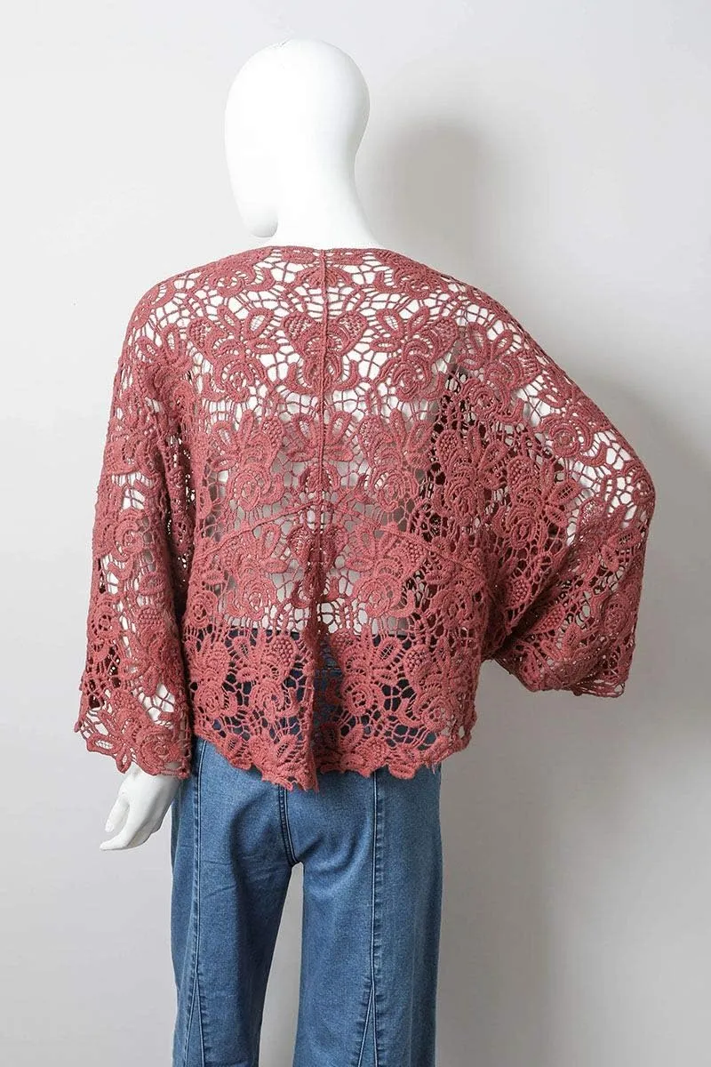 TD Collections Women Kimono from, Crochet Floral Lace Cardigan Floral Long Open Bikini Cover up Petal Kimono Wrap