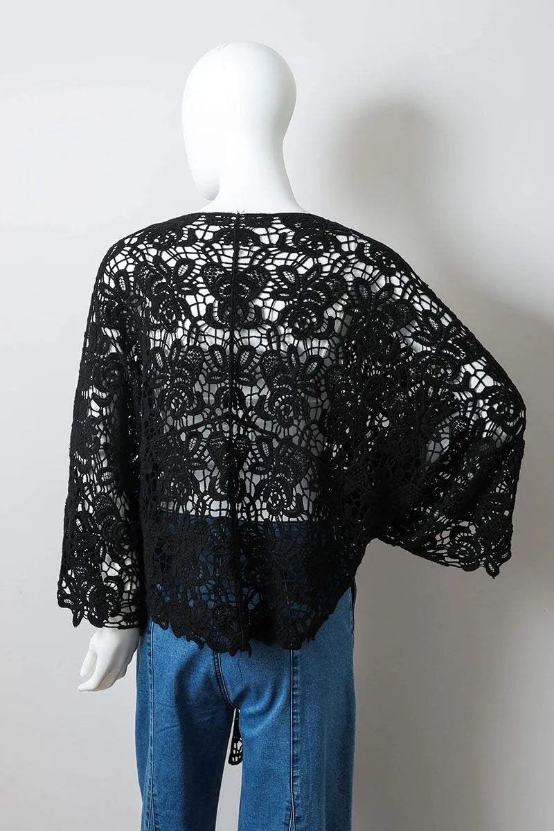 TD Collections Women Kimono from, Crochet Floral Lace Cardigan Floral Long Open Bikini Cover up Petal Kimono Wrap