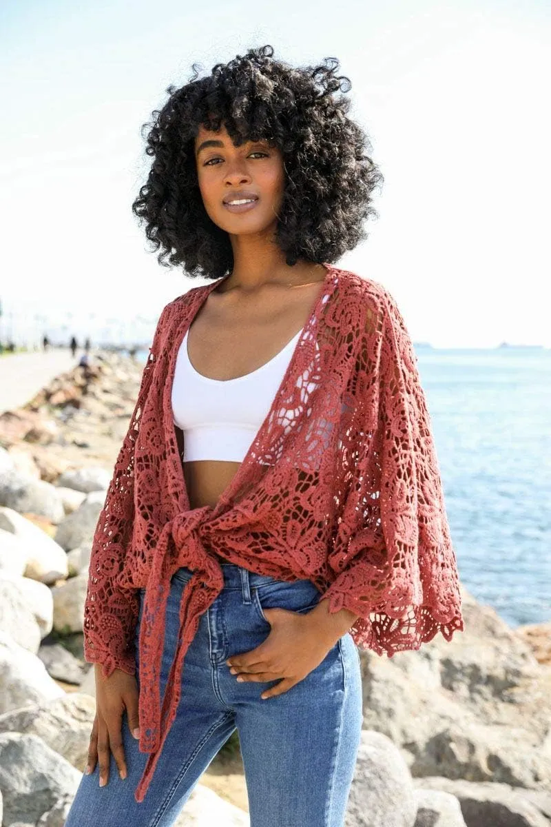 TD Collections Women Kimono from, Crochet Floral Lace Cardigan Floral Long Open Bikini Cover up Petal Kimono Wrap
