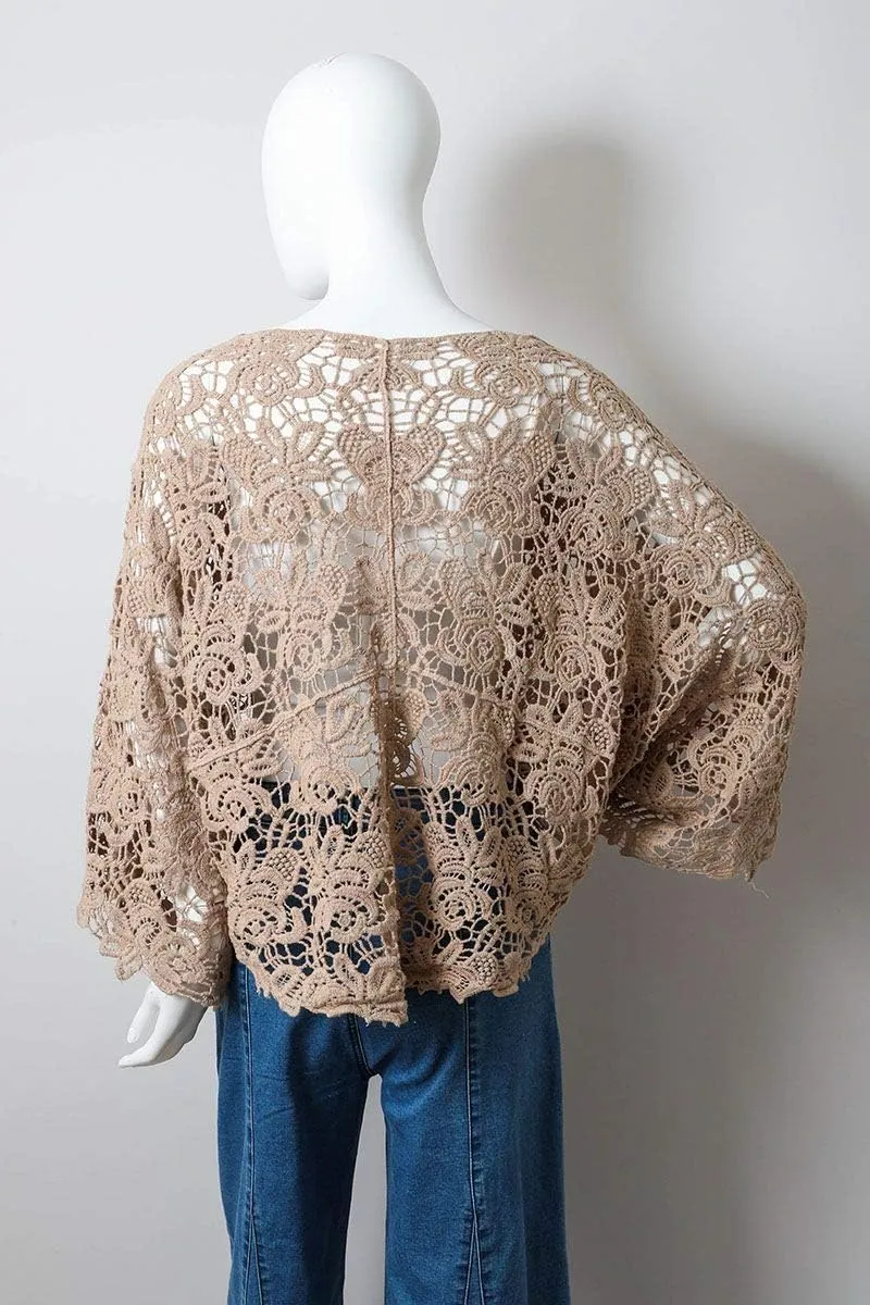 TD Collections Women Kimono from, Crochet Floral Lace Cardigan Floral Long Open Bikini Cover up Petal Kimono Wrap