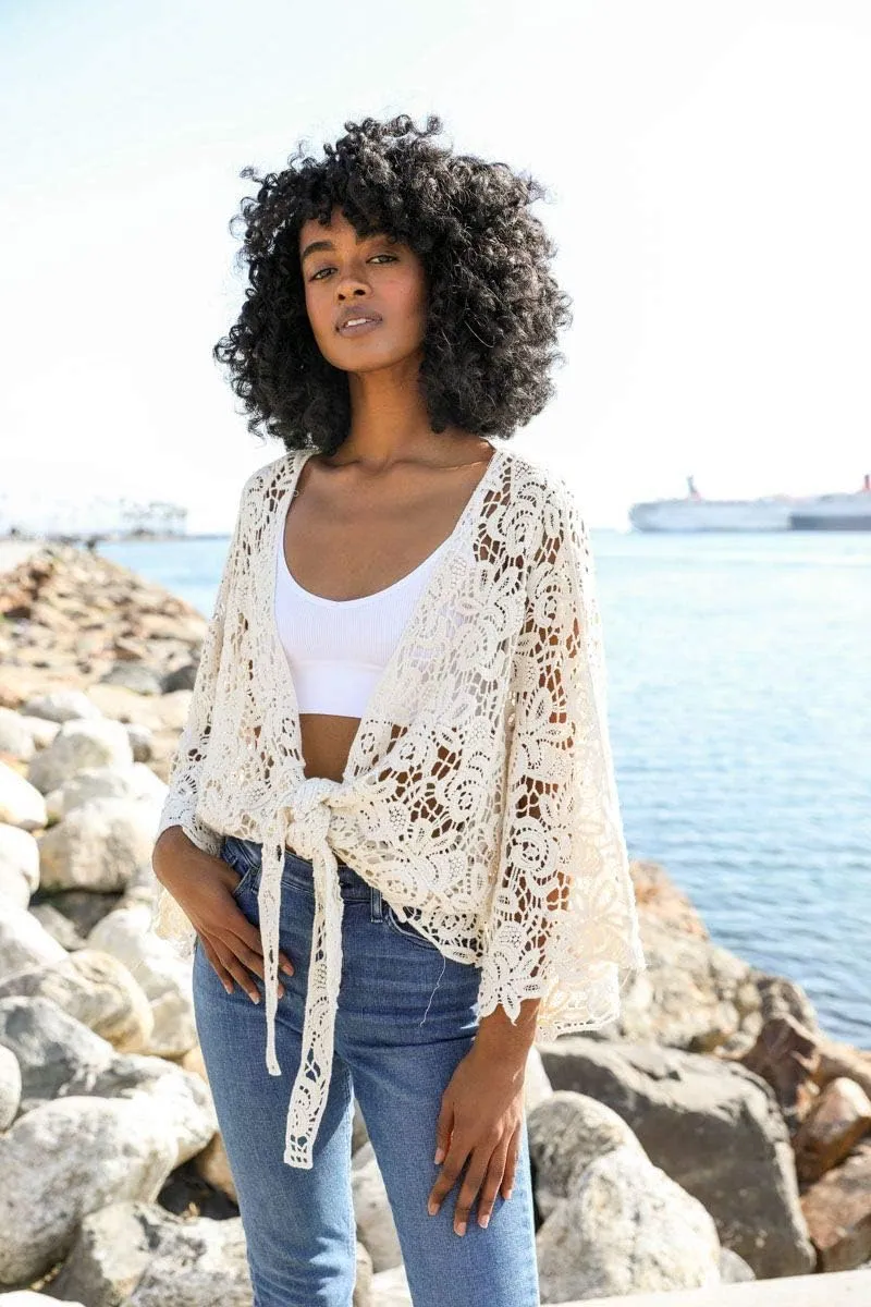 TD Collections Women Kimono from, Crochet Floral Lace Cardigan Floral Long Open Bikini Cover up Petal Kimono Wrap