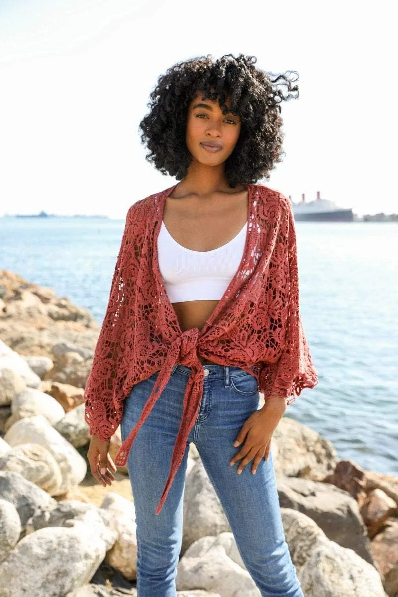 TD Collections Women Kimono from, Crochet Floral Lace Cardigan Floral Long Open Bikini Cover up Petal Kimono Wrap