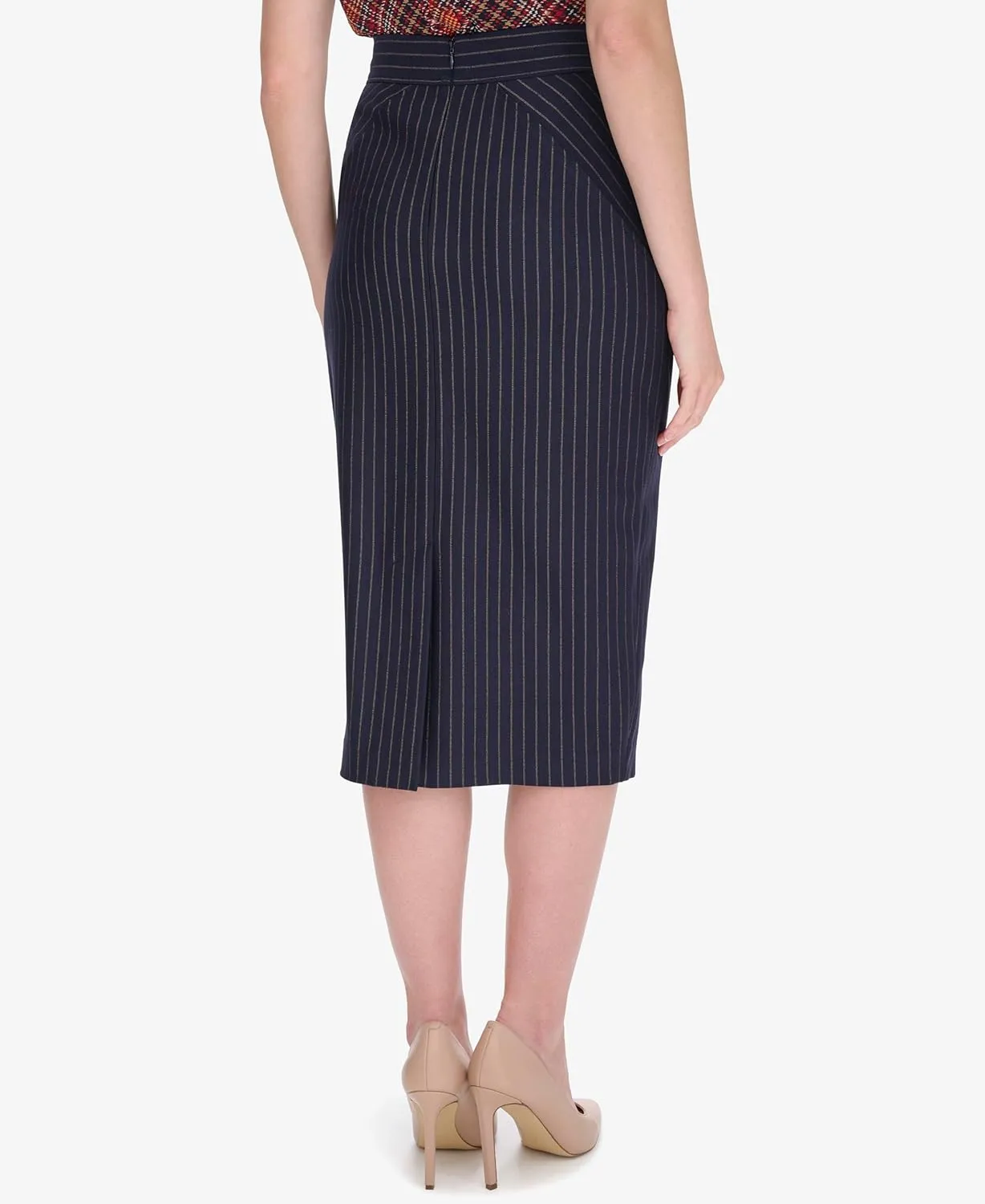 Tommy Hilfiger Women's Midi Length Slim Striped Skirt