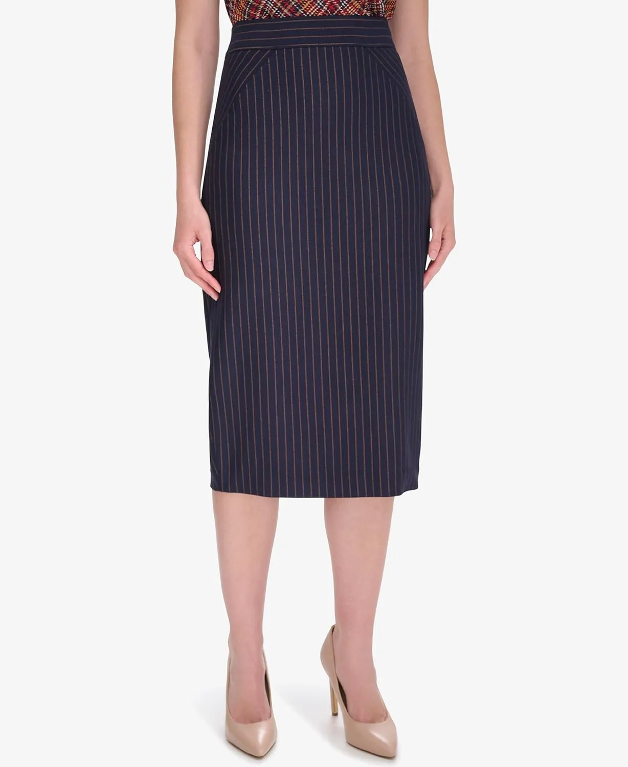 Tommy Hilfiger Women's Midi Length Slim Striped Skirt