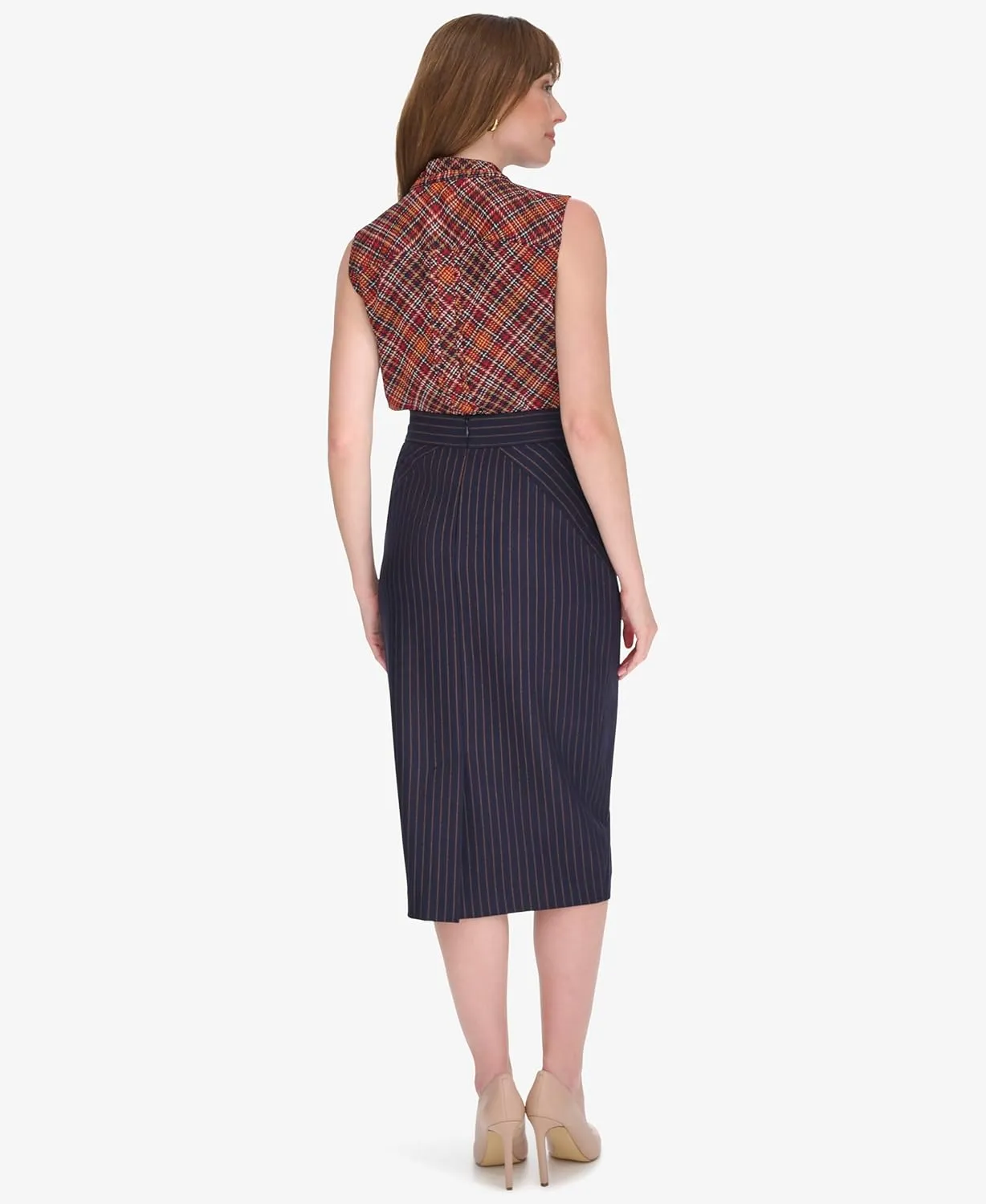 Tommy Hilfiger Women's Midi Length Slim Striped Skirt