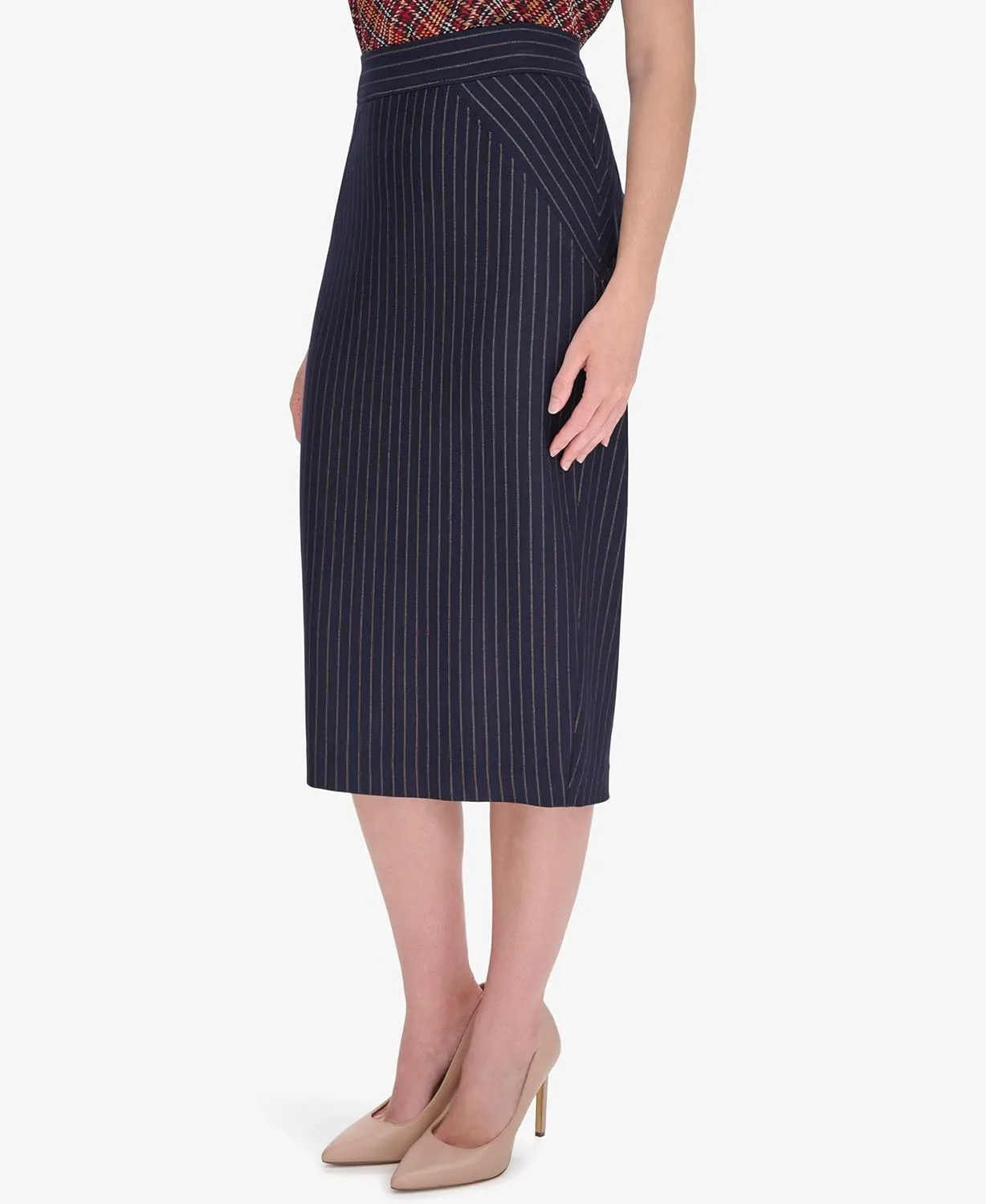 Tommy Hilfiger Women's Midi Length Slim Striped Skirt