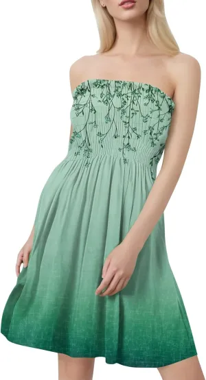 Tube Top Dresses for Women Summer Beach Cover Ups Strapless Boho Floral Print Sundress