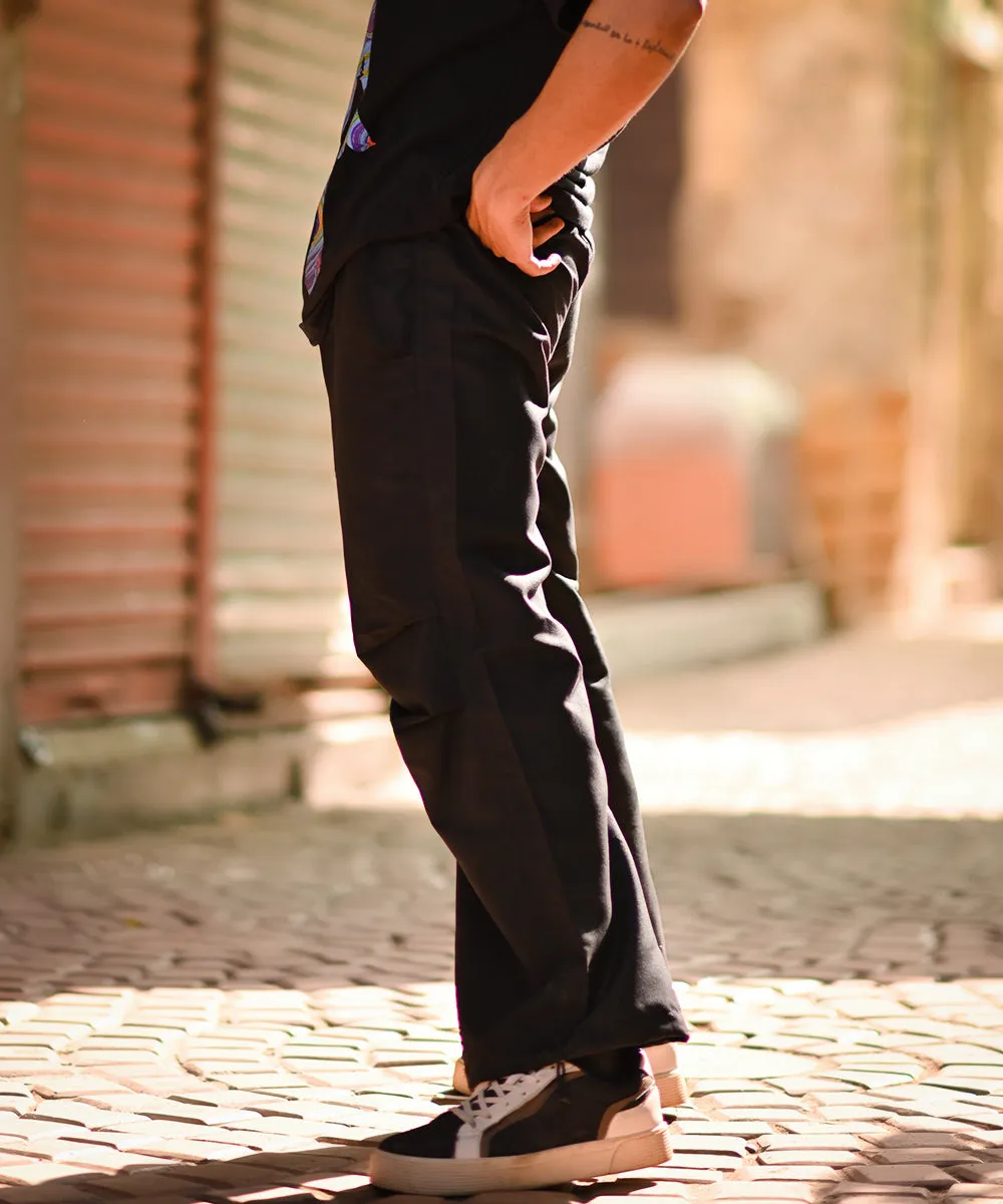 UNISEX Shadowed Night Black Parachute Cargo Pants