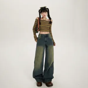 Uniwim y2k outfits American Retro Nostalgic Low Waist Loose Wide Leg Pants Autumn and Winter New Straight Jeans Women &amp; Trousers Lengthened