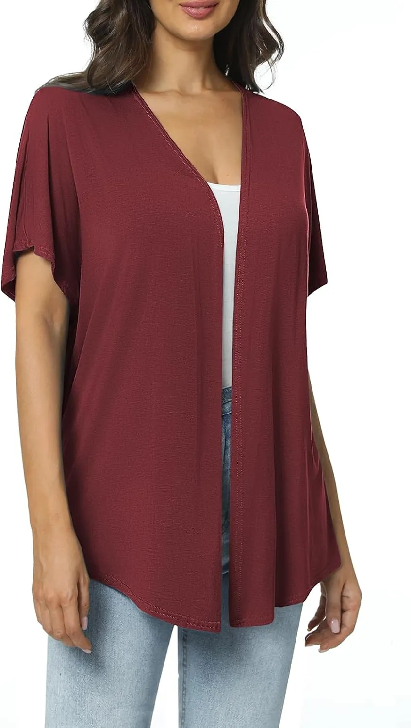 Urban CoCo Women's Lightweight Short Sleeve Kimono Cardigan Casual Cover Ups