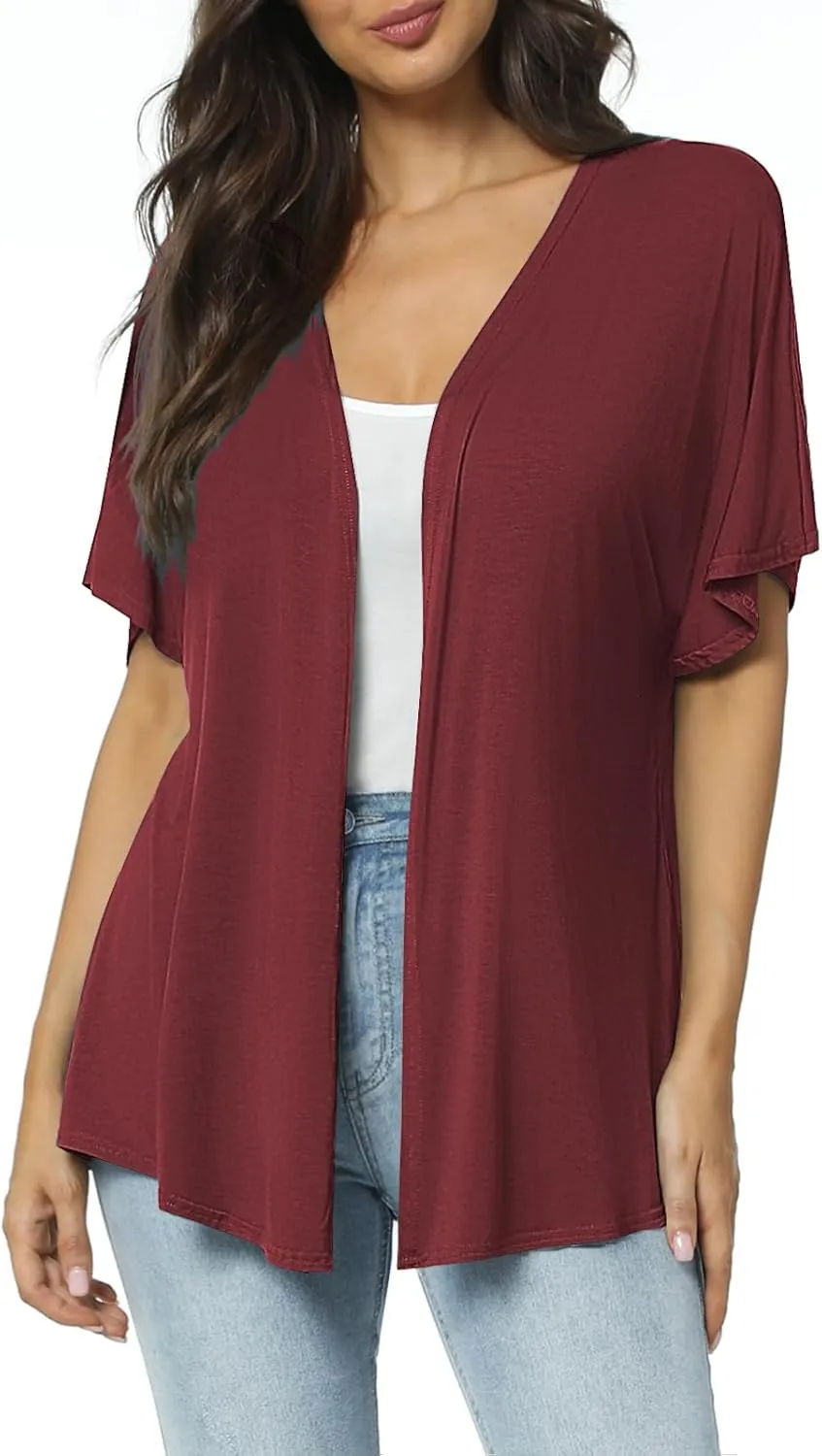 Urban CoCo Women's Lightweight Short Sleeve Kimono Cardigan Casual Cover Ups