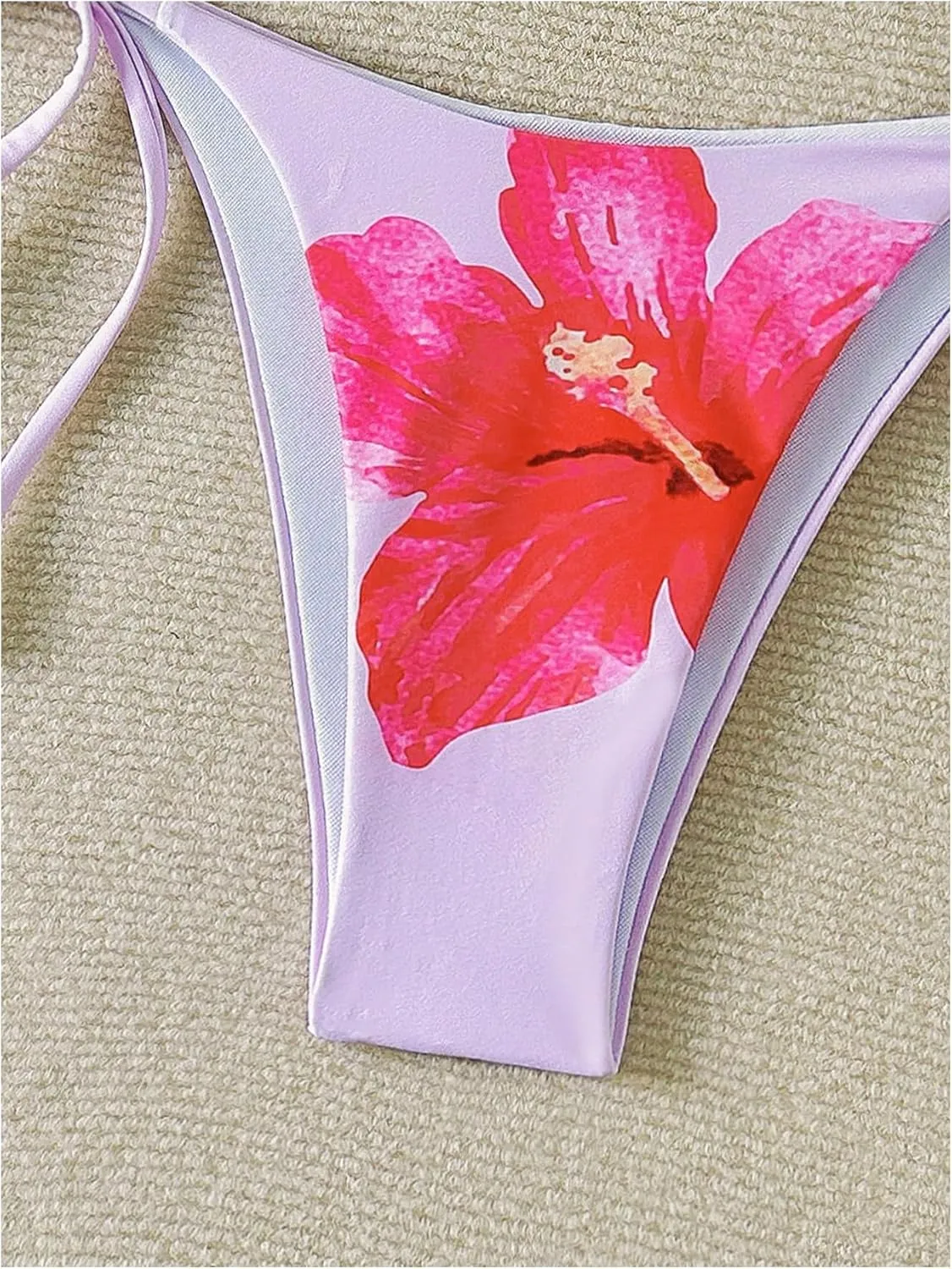 Verdusa Women's 2 Piece Floral Halter Triangle Bikini Sets Backless Self Tied Swimsuit Bathing Suits