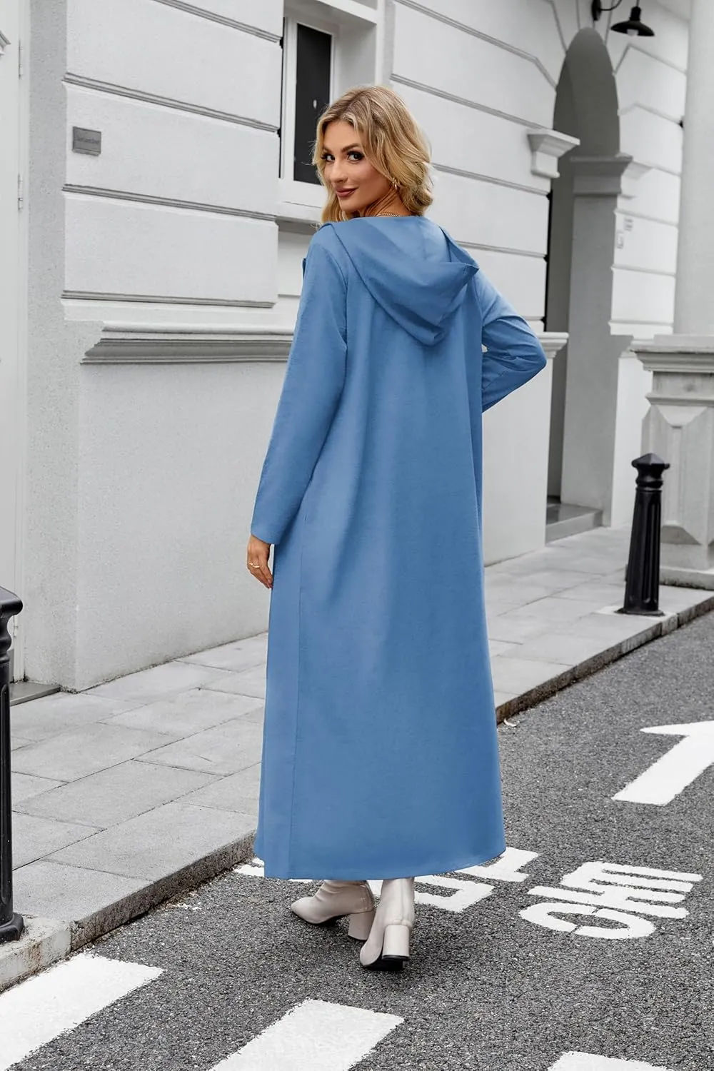 VintageClothing Women Hooded Zipper Robe Plus Size Zip Up Sweatshirt Robe Long Zipper Front Housecoat with Pockets S-4X