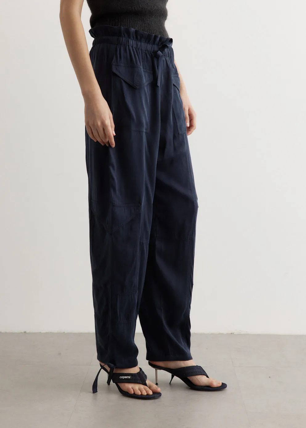 Washed Twill Satin Pants