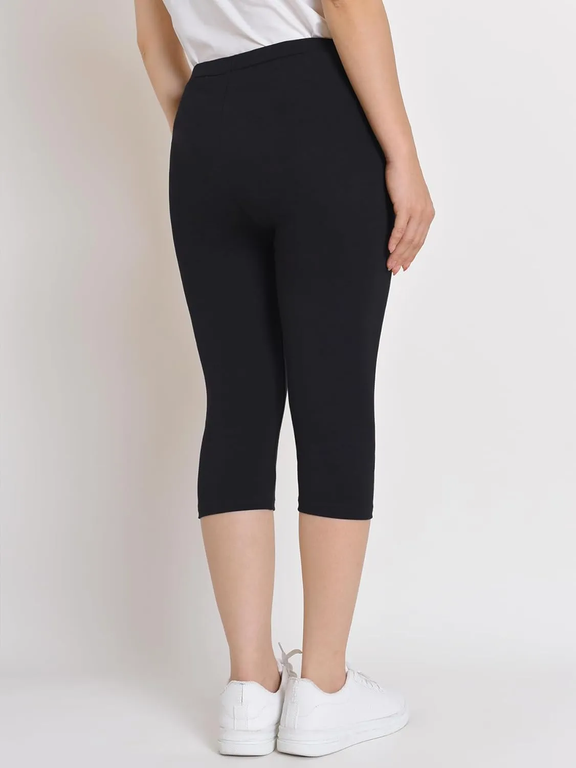 Weintee Women's 14" Petite Cotton Capri Leggings Knee Length
