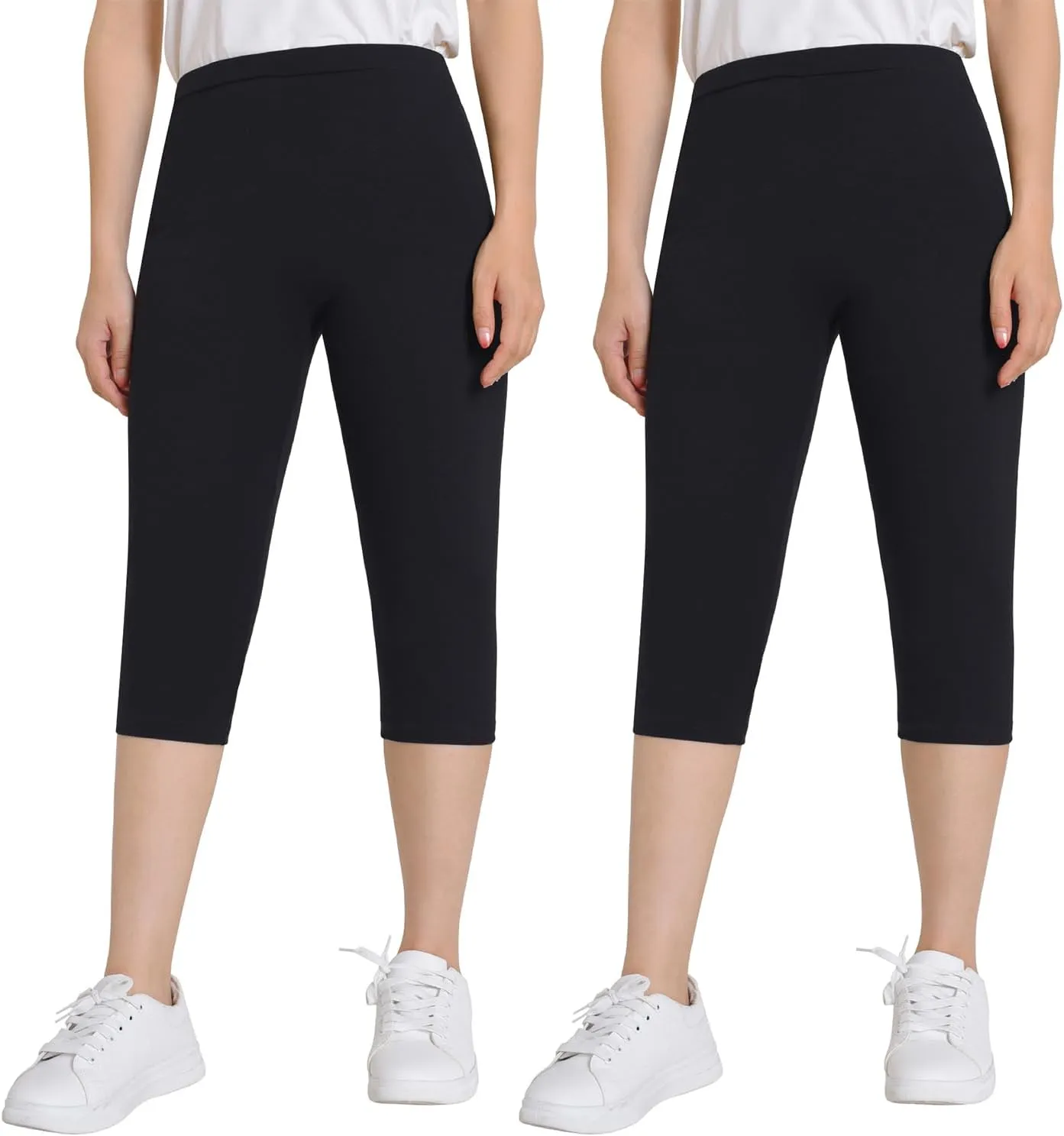 Weintee Women's 14" Petite Cotton Capri Leggings Knee Length