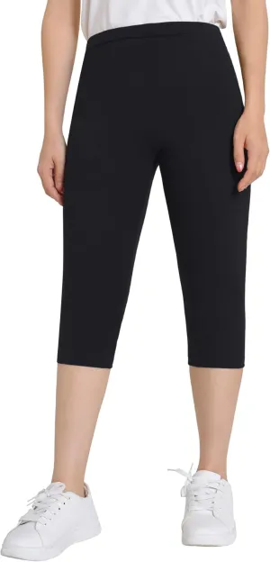 Weintee Women's 14" Petite Cotton Capri Leggings Knee Length
