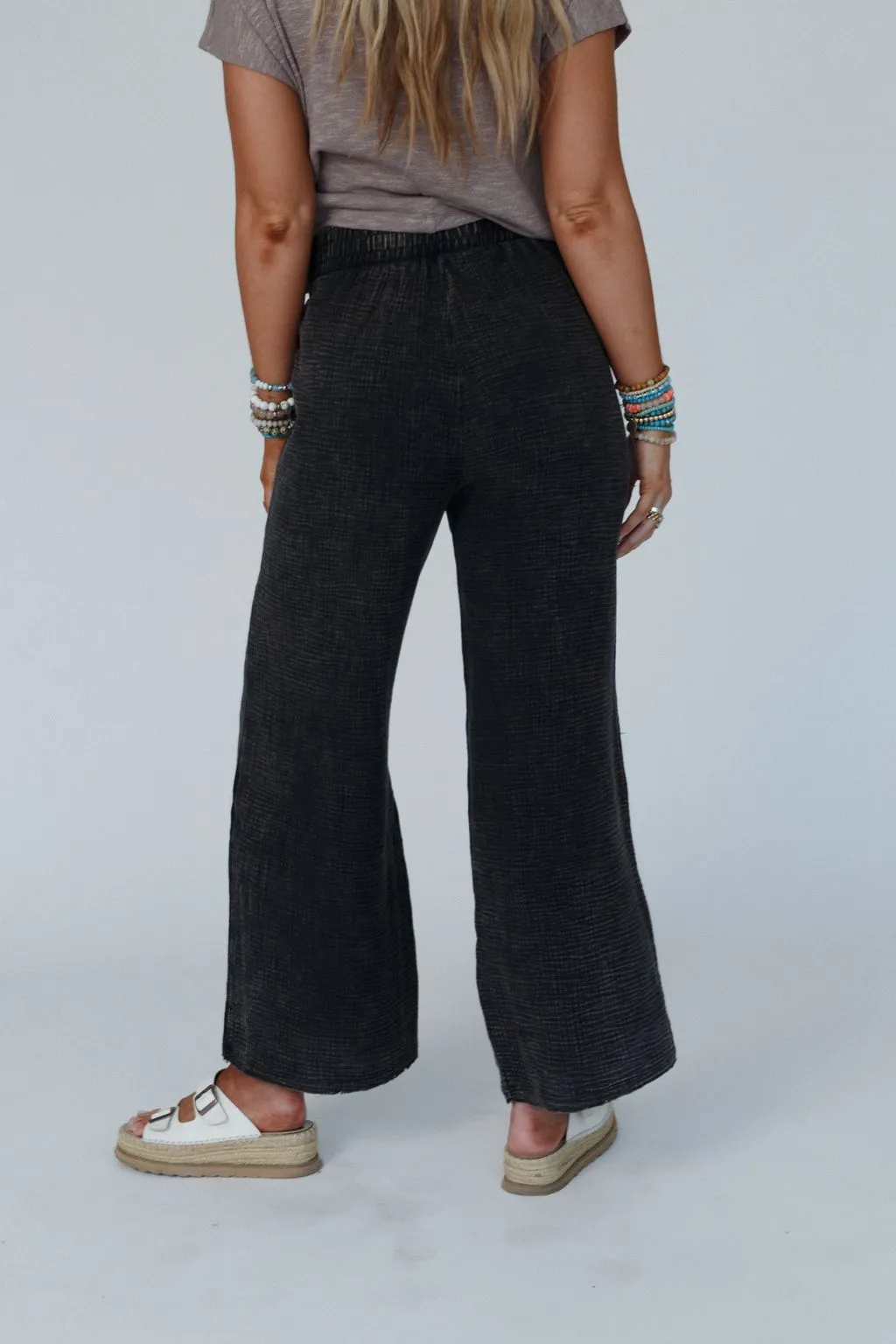 Whispering Meadow Flowy Pants - Ash Black