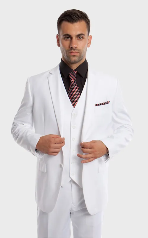 White Modern Fit 3-Piece Suit