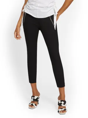 Whitney High-Waisted Pull-On Zip-Pocket Slim-Leg Ankle Pant