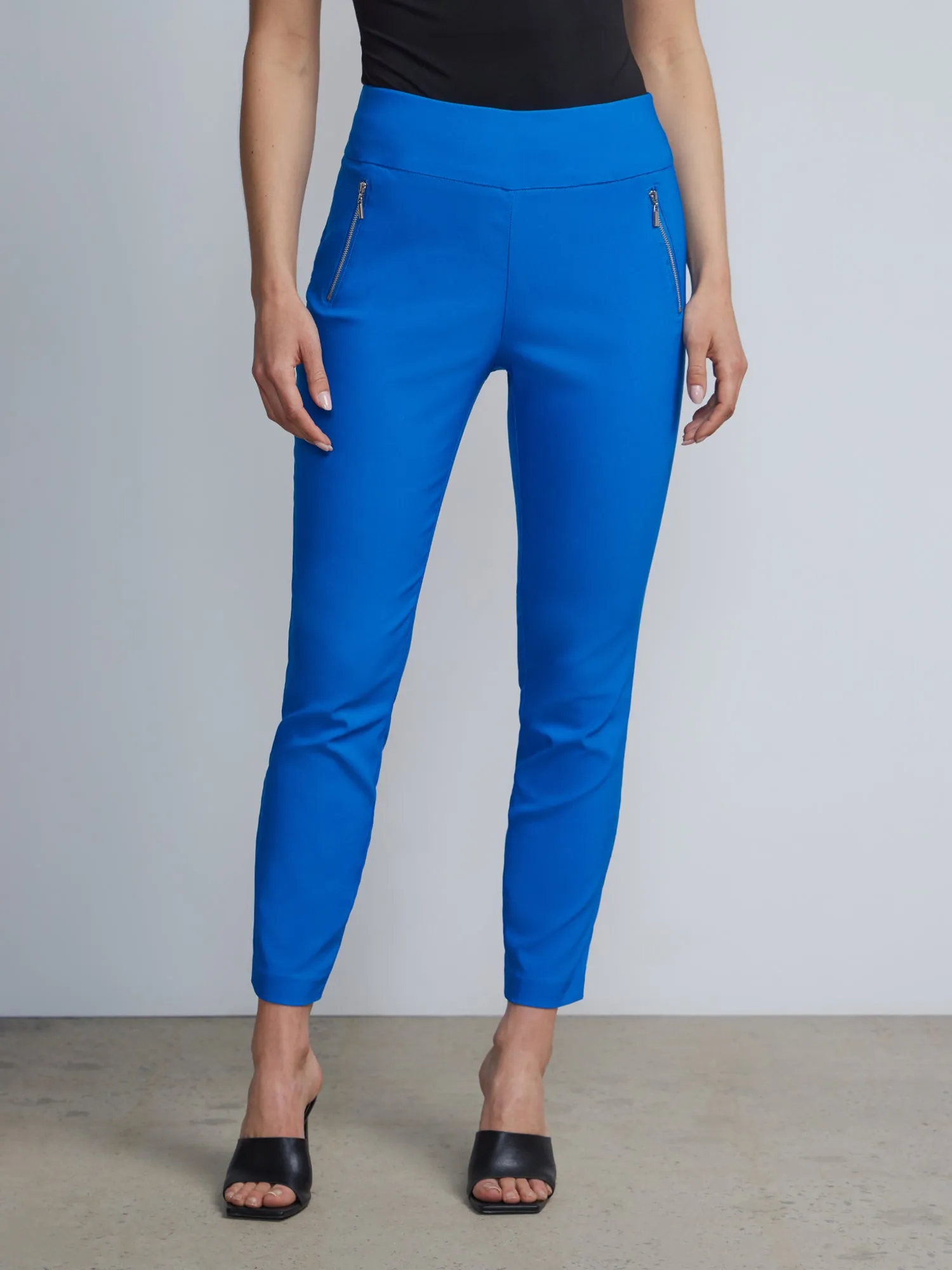 Whitney High-Waisted Pull-On Zip-Pocket Slim-Leg Ankle Pant