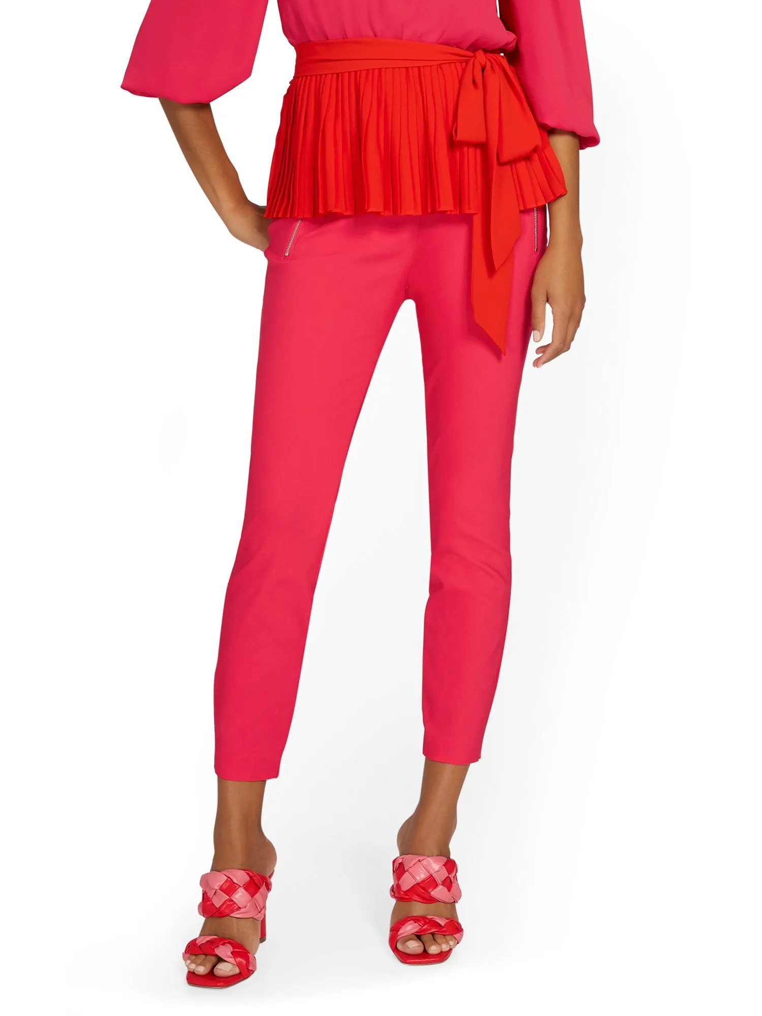 Whitney High-Waisted Pull-On Zip-Pocket Slim-Leg Ankle Pant