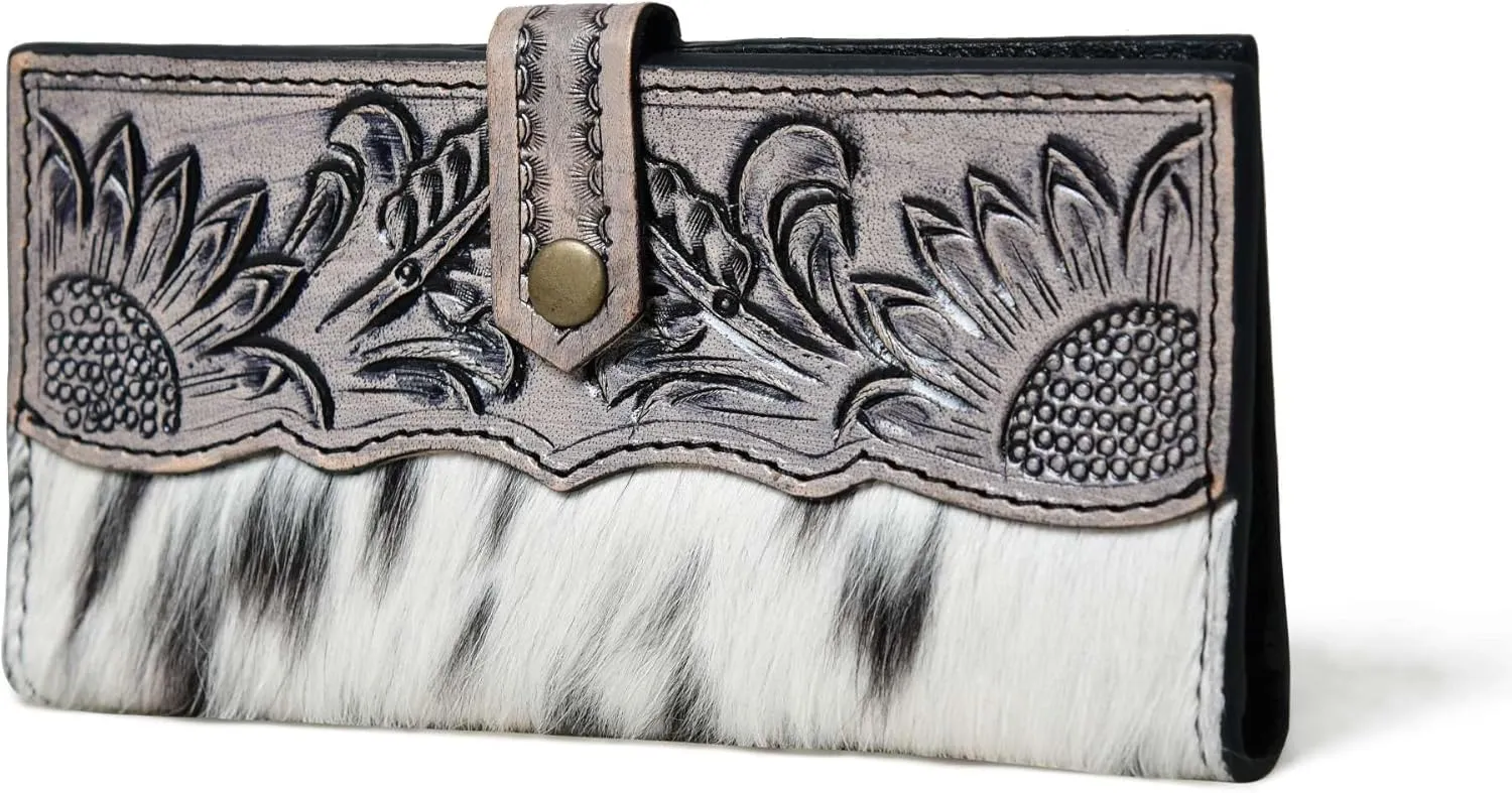 Wild West Cowhide Hair On Women Leather Bifold Wallet Best Idea for Gifting Wallet