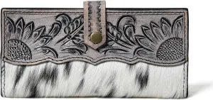 Wild West Cowhide Hair On Women Leather Bifold Wallet Best Idea for Gifting Wallet