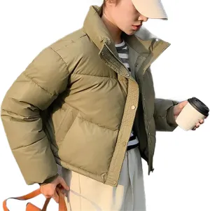 Winter Women Cropped Jackets Parkas Warm Stand Collar Cold Coat Zipper Puffer Jacket Cotton-padded Jacket