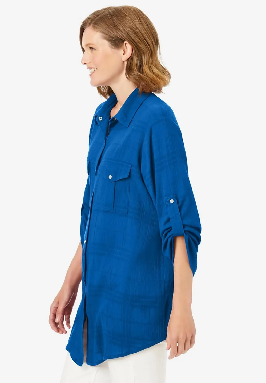 Woman Within Plus Size Cotton Gauze Bigshirt