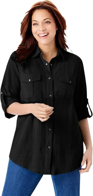 Woman Within Plus Size Cotton Gauze Bigshirt