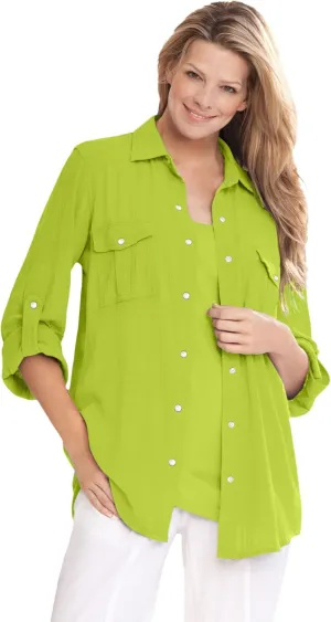 Woman Within Plus Size Cotton Gauze Bigshirt