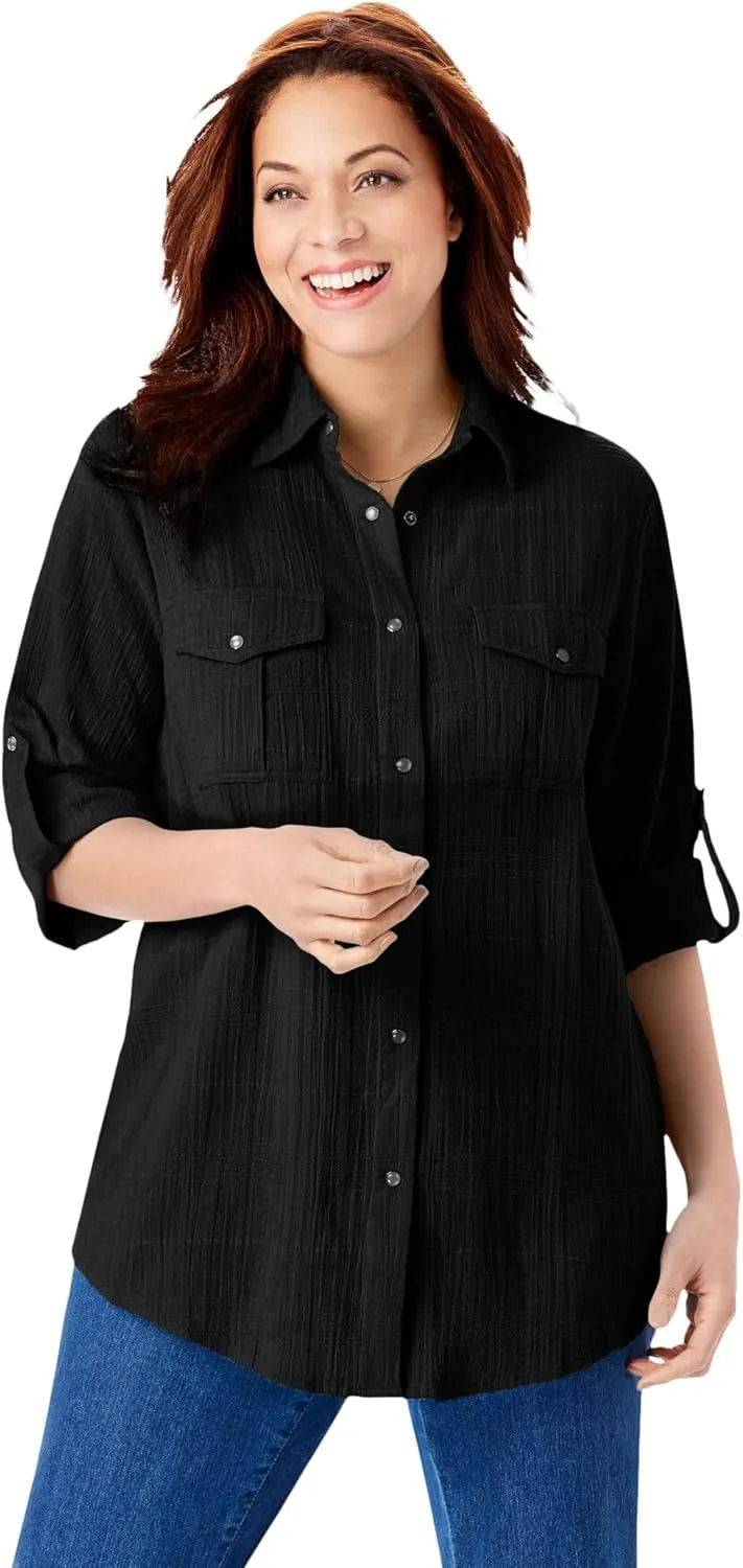 Woman Within Plus Size Cotton Gauze Bigshirt