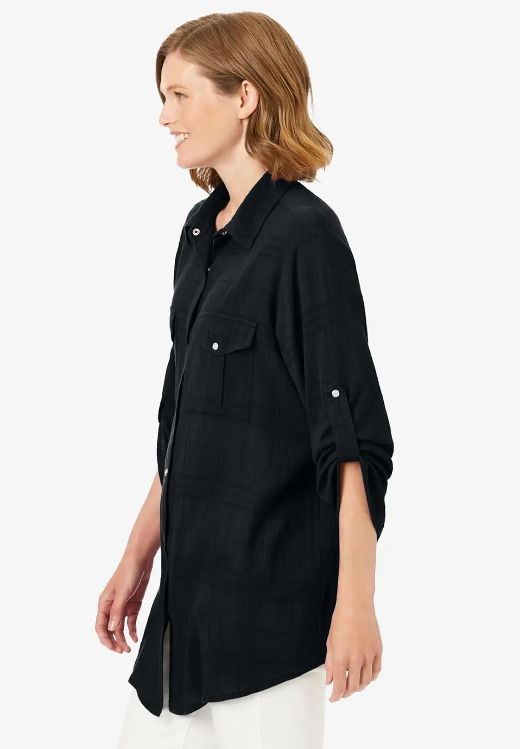 Woman Within Plus Size Cotton Gauze Bigshirt