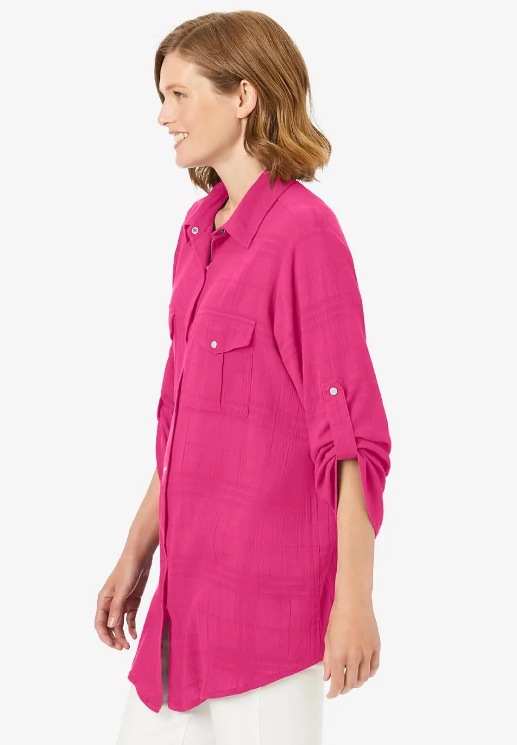 Woman Within Plus Size Cotton Gauze Bigshirt