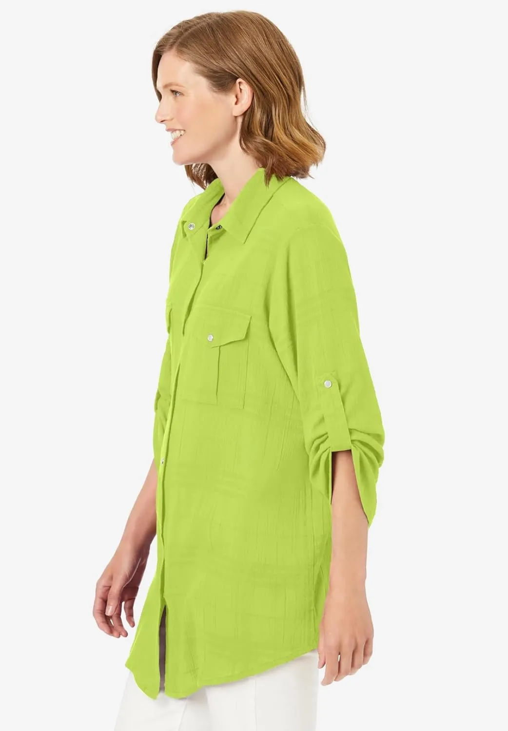 Woman Within Plus Size Cotton Gauze Bigshirt
